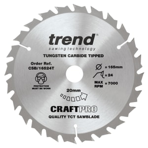Trend CSB/16524T 24 Teeth Thin Cut Craft Circular Saw Blade - 165 x 20mm