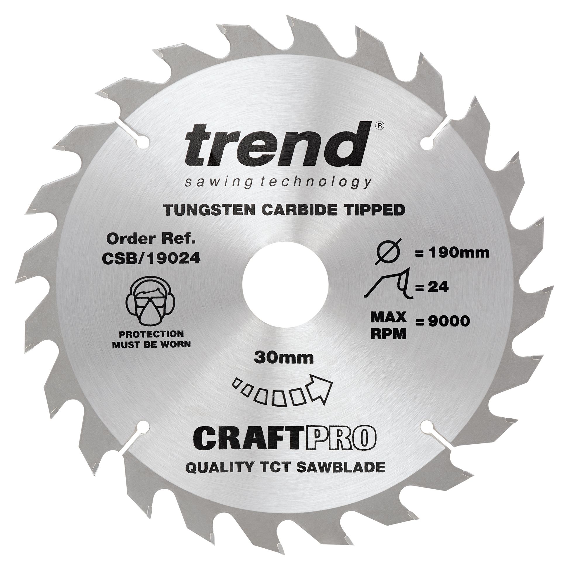 Image of Trend CSB/19024 24 Teeth Combination Cut Craft Circular Saw Blade - 190 x 30mm