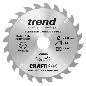 Image of Trend CSB/19024 24 Teeth Combination Cut Craft Circular Saw Blade - 190 x 30mm