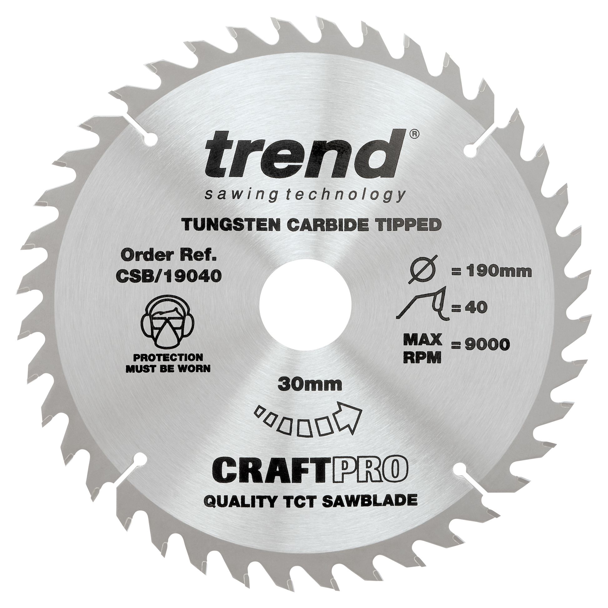 Trend CSB/19040 40 Teeth Combination Cut Craft Circular Saw Blade - 190 x 30mm