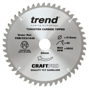 Image of Trend CSB/CC21648 48 Teeth Fine Cut Craft Mitre Saw Blade - 216 x 30mm