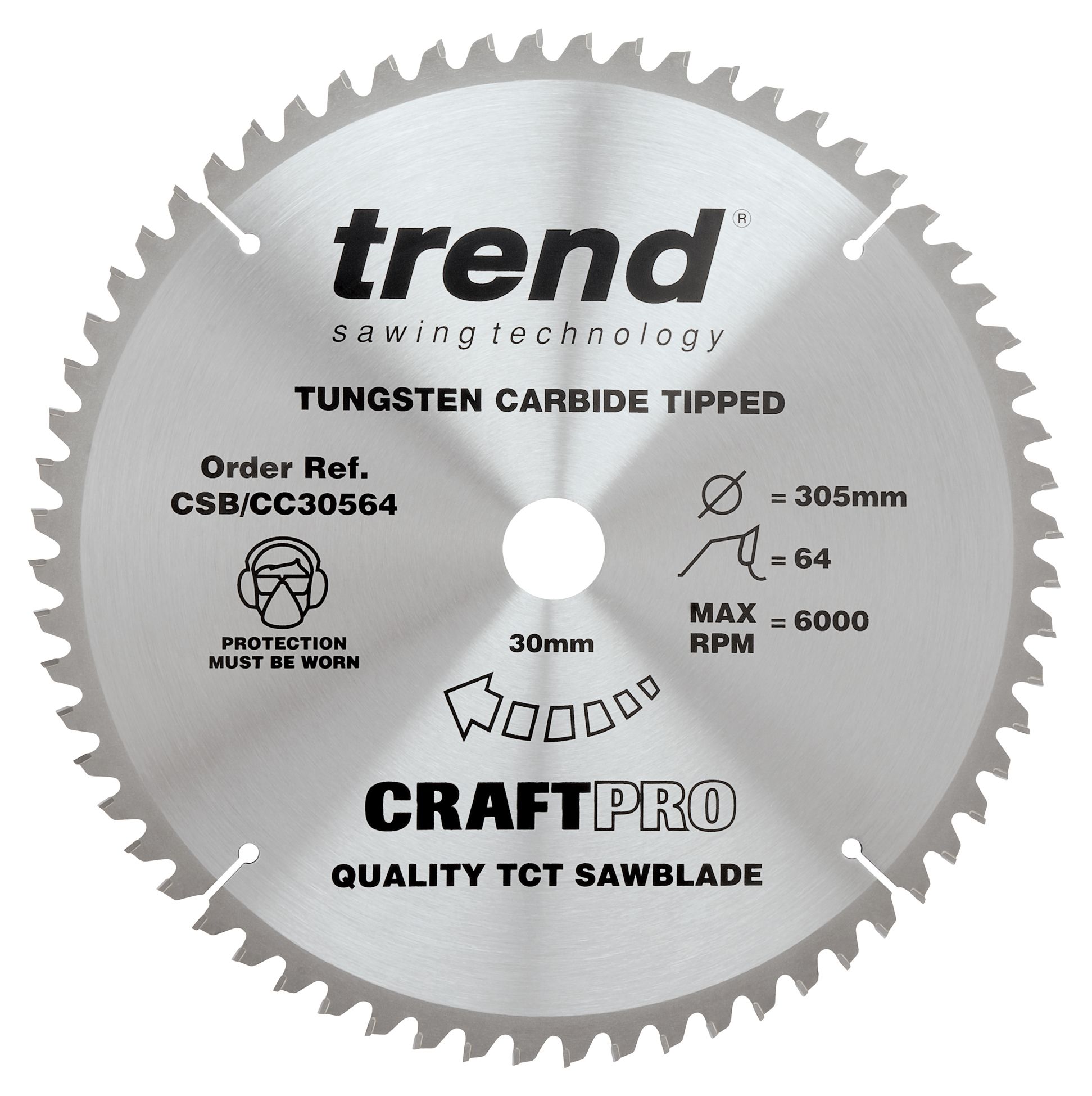 Image of Trend CSB/CC30564 64 Teeth Fine Finish Craft Mitre Saw Blade - 305 x 30mm