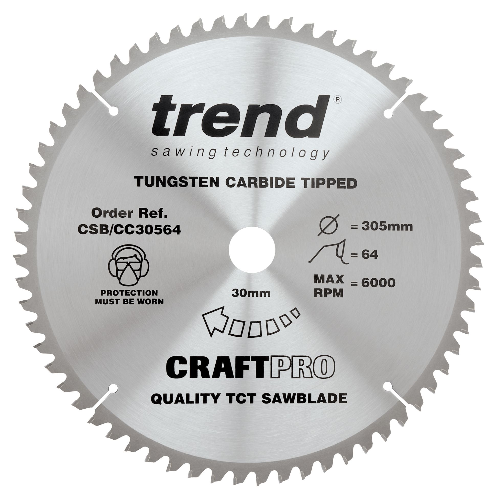 Trend CSB/CC30564 64 Teeth Fine Finish Craft Mitre Saw Blade - 305 x 30mm