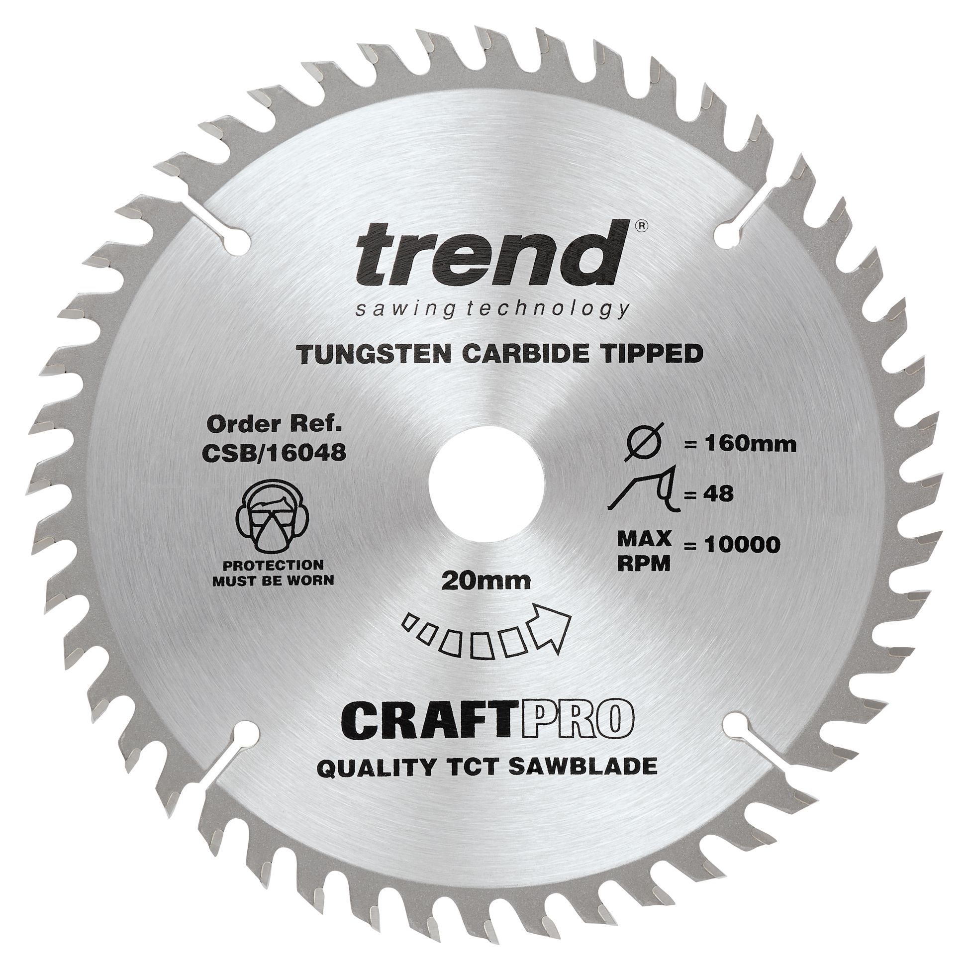 Trend CSB/PT16048 48 Teeth Extra Fine Finish Craft Circular Saw Blade - 160 x 20mm