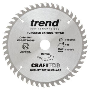 Trend CSB/PT16548 48 Teeth Extra Fine Finish Craft Plunge Saw Blade - 165 x 20mm