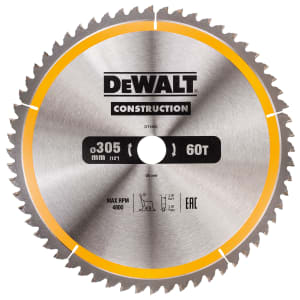 DEWALT DT1960-QZ 60 Teeth Construction Fine Cut Circular Saw Blade - 305 x 30mm