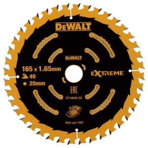 DEWALT DT10640-QZ 40 Teeth Medium Cut Extreme Circular Saw Blade - 165 x 20mm