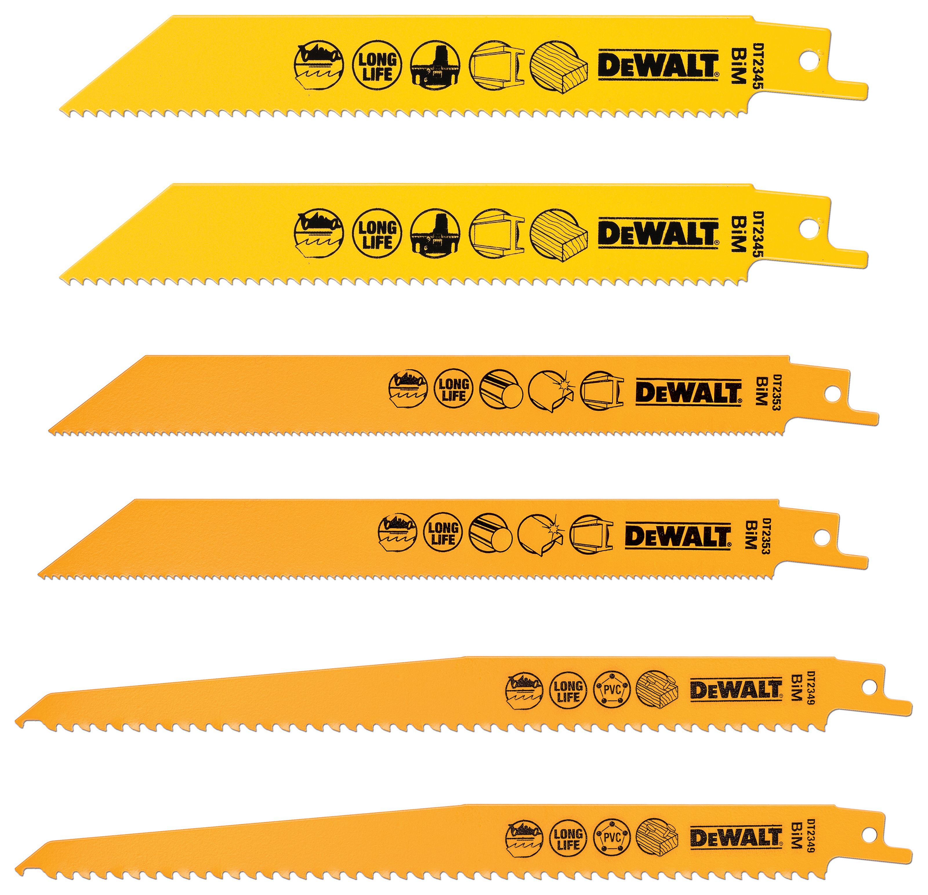 Image of DEWALT DT2444-QZ BI-Metal Mixed 6 Piece Reciprocating Saw Blade Set