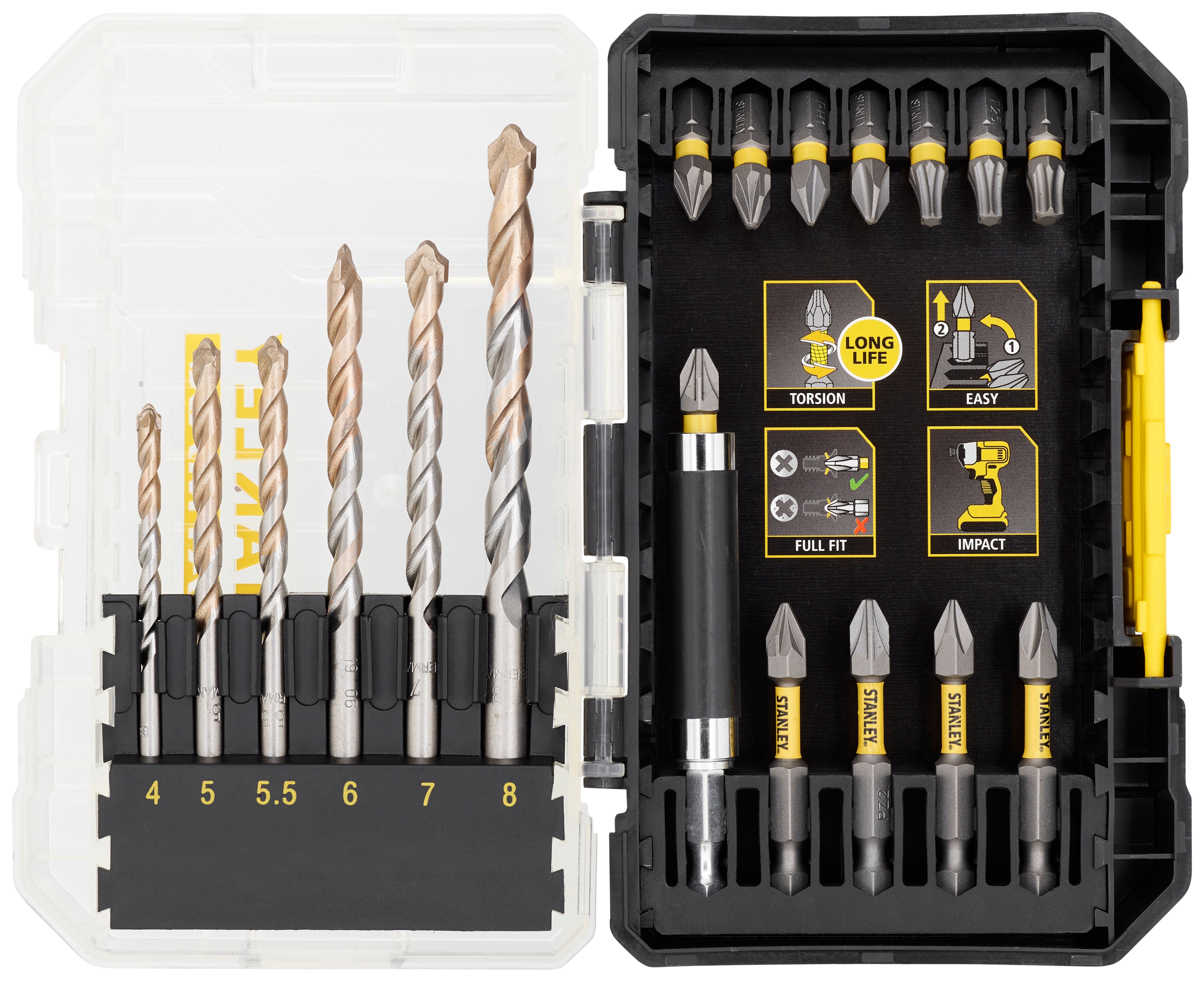 Image of Stanley Fatmax STA88552-XJ 19 Piece Masonry Drill Bit & Impact Screwdriving Set