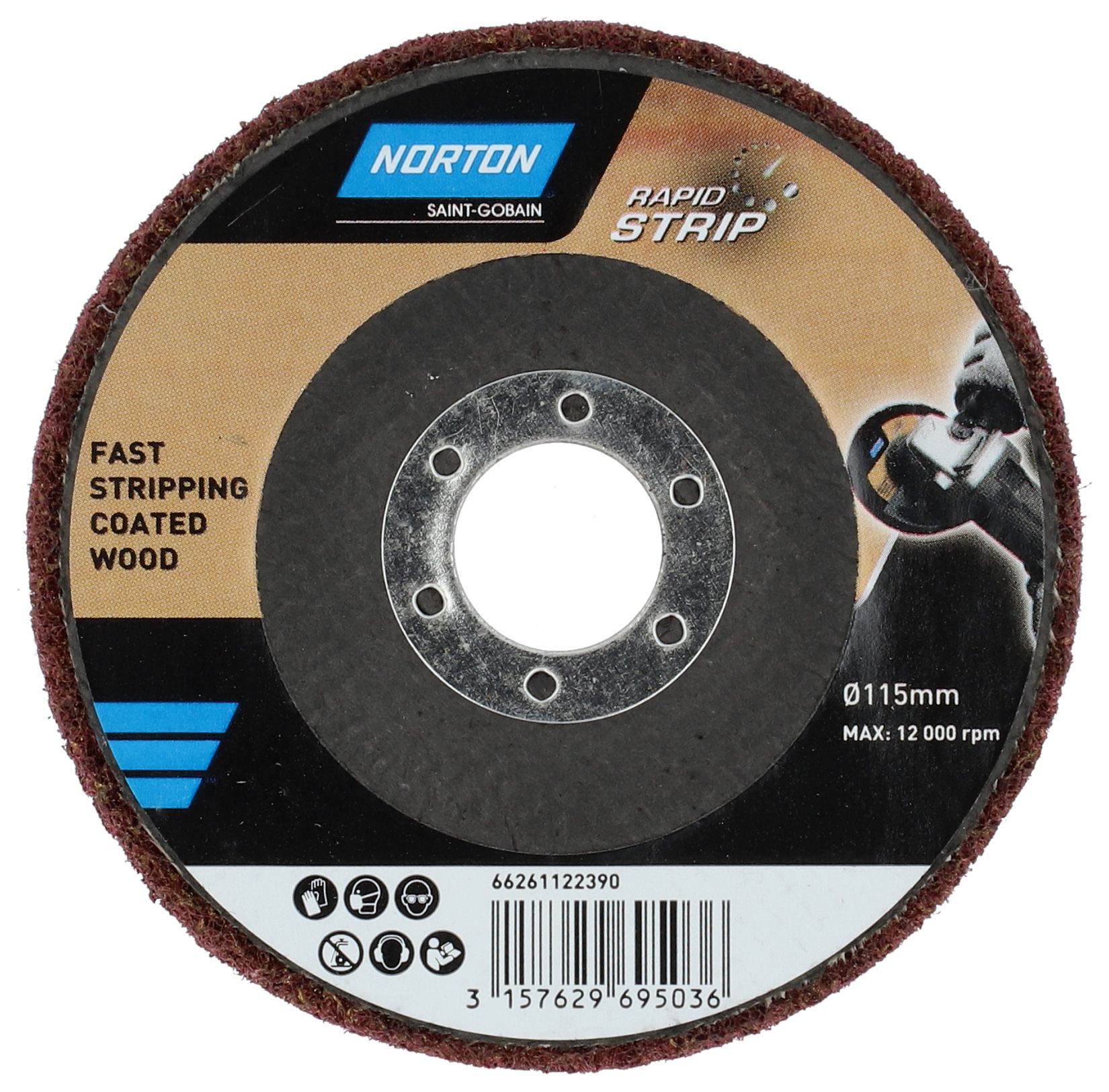 Image of Norton Rapid Strip Non Woven Sanding Disc for Paint and Varnish - 115mm
