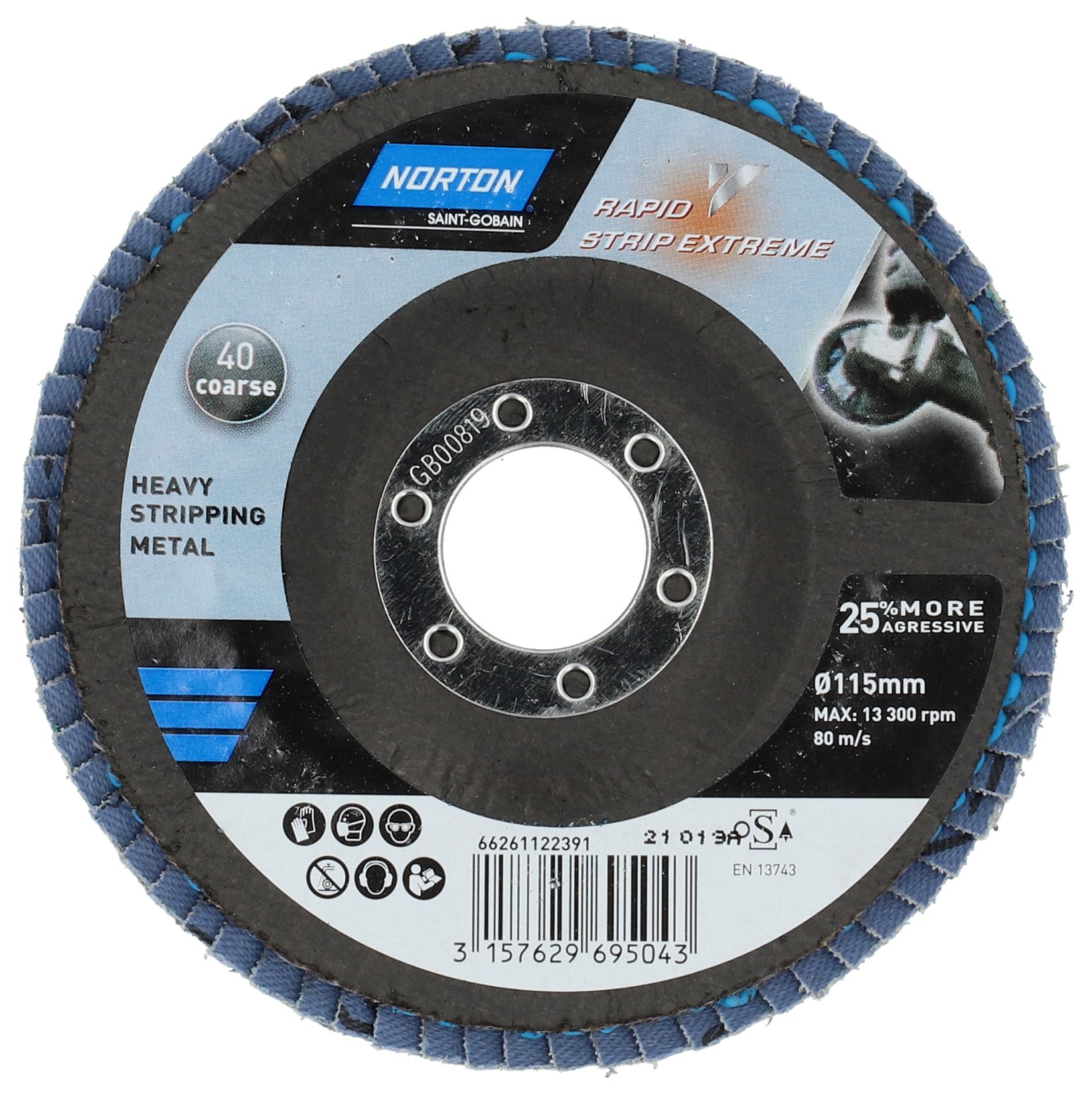 Image of Norton Rapid Strip Non Woven Sanding Disc for Rust - 115mm