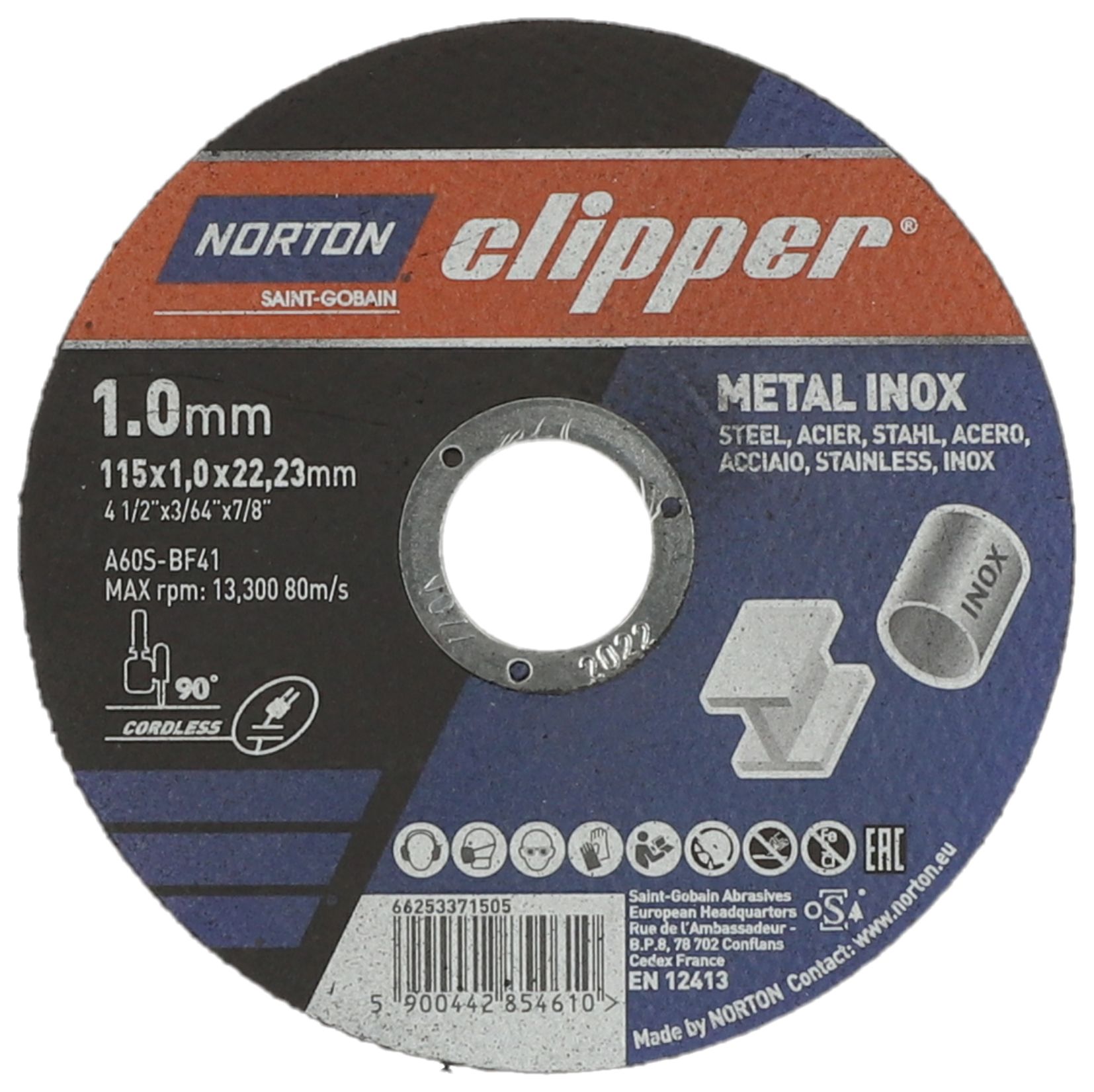 Image of Norton Clipper Metal Inox Cutting Disc - 115mm