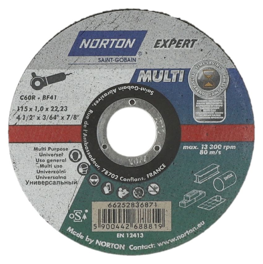 Norton Expert Multi Purpose Cutting Disc - 115 x 22mm Tin of 10