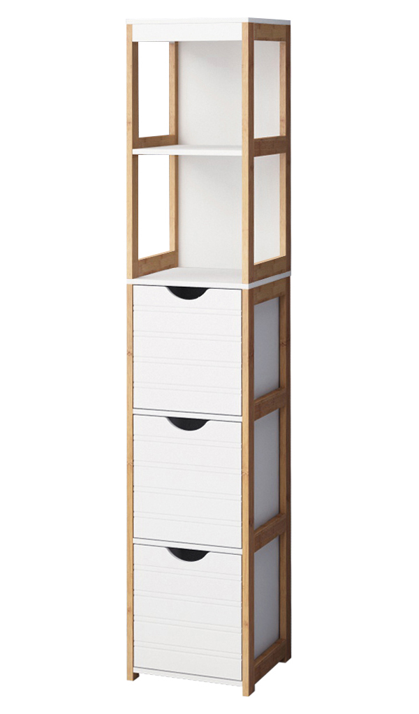 Image of Bamboo Storage Unit & 3 Drawers - 1665 x 350mm