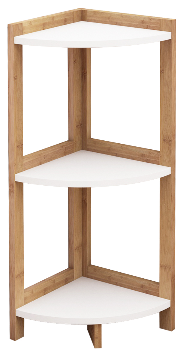 Image of Bamboo 3 Tier Corner Shelving Unit - 710 x 250mm