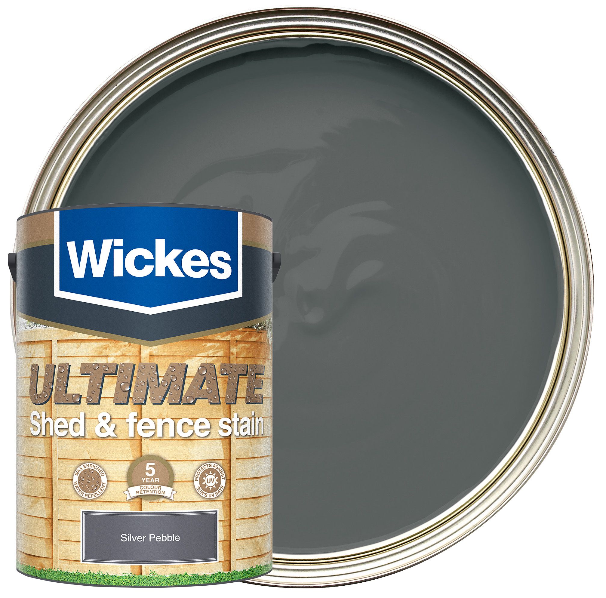 Image of Wickes Ultimate Shed & Fence Stain - Silver Pebble - 5L
