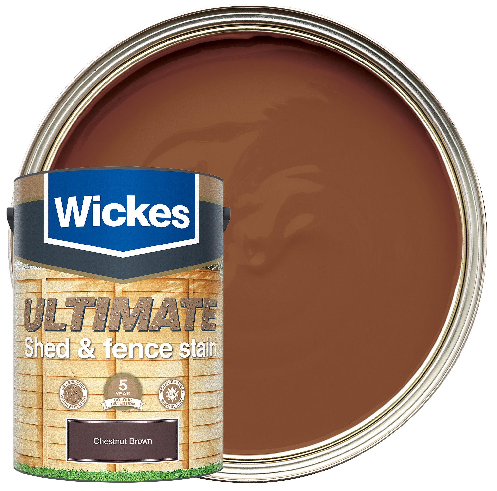 Image of Wickes Ultimate Shed & Fence Stain - Chestnut Brown - 5L