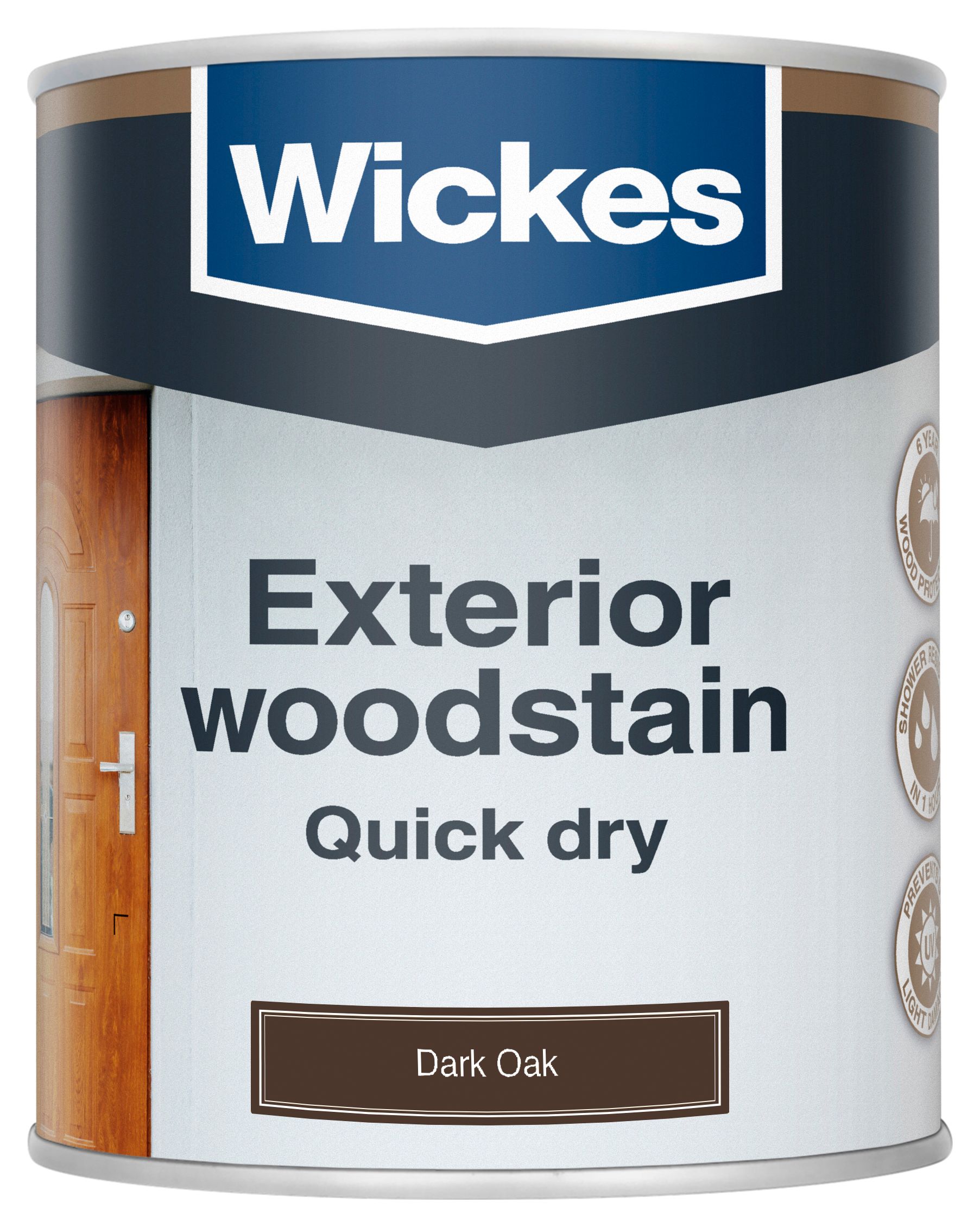 Image of Wickes Exterior Quick Dry Woodstain - Dark Oak - 750ml