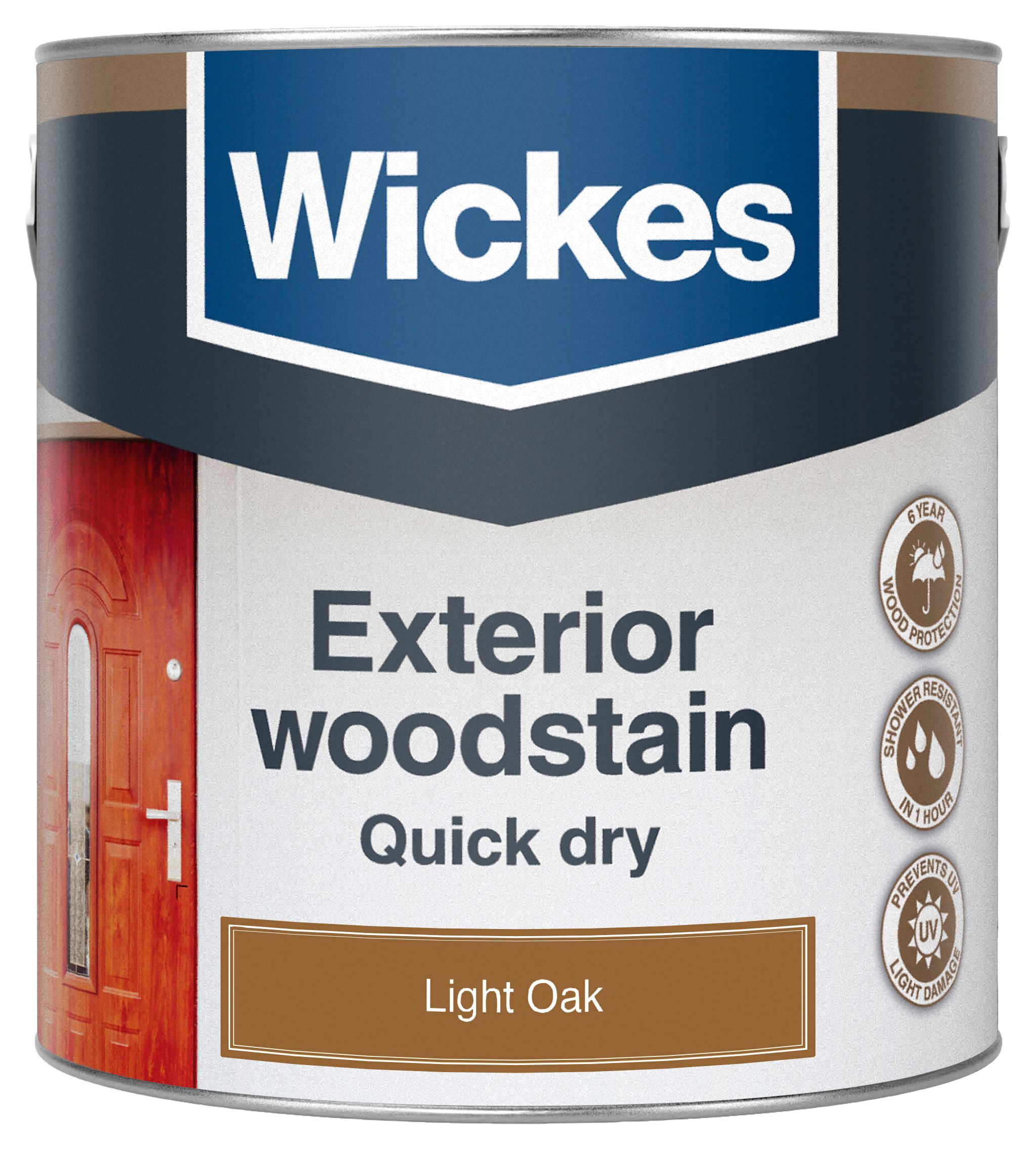 Image of Wickes Exterior Quick Dry Woodstain - Light Oak - 2.5L
