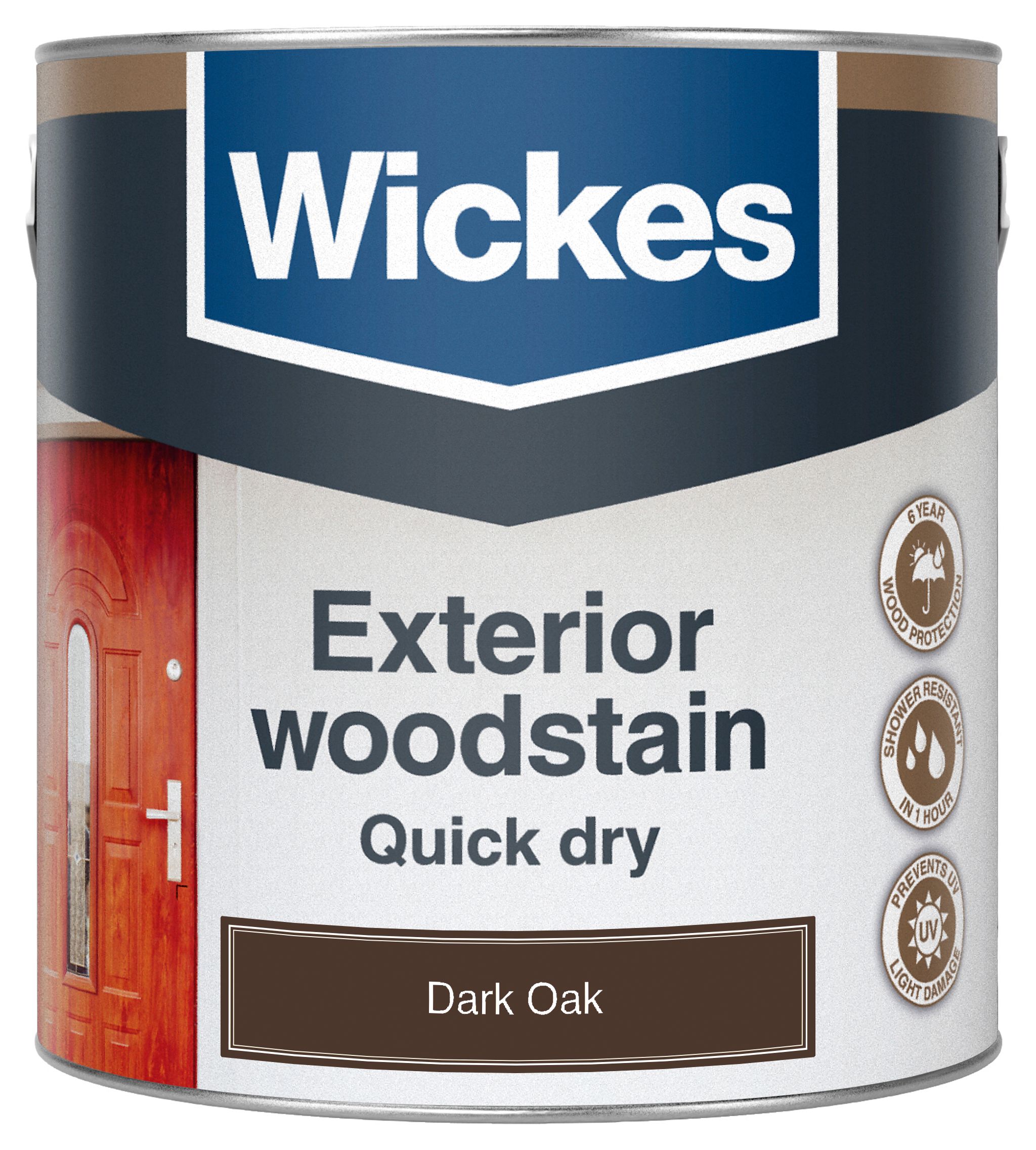 Image of Wickes Exterior Quick Dry Woodstain - Dark Oak - 2.5L