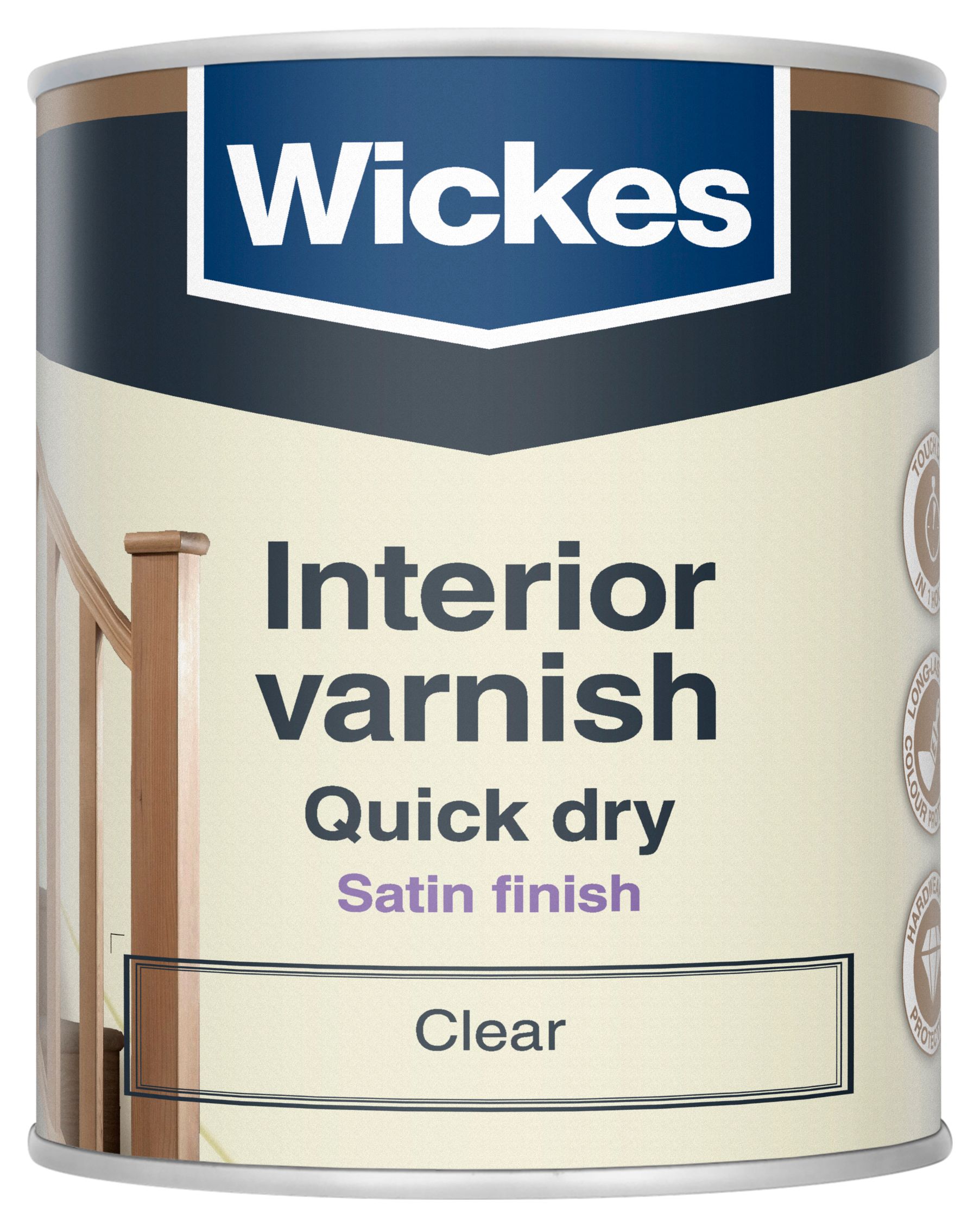 Image of Wickes Quick Dry Interior Varnish - Clear Satin - 750ml