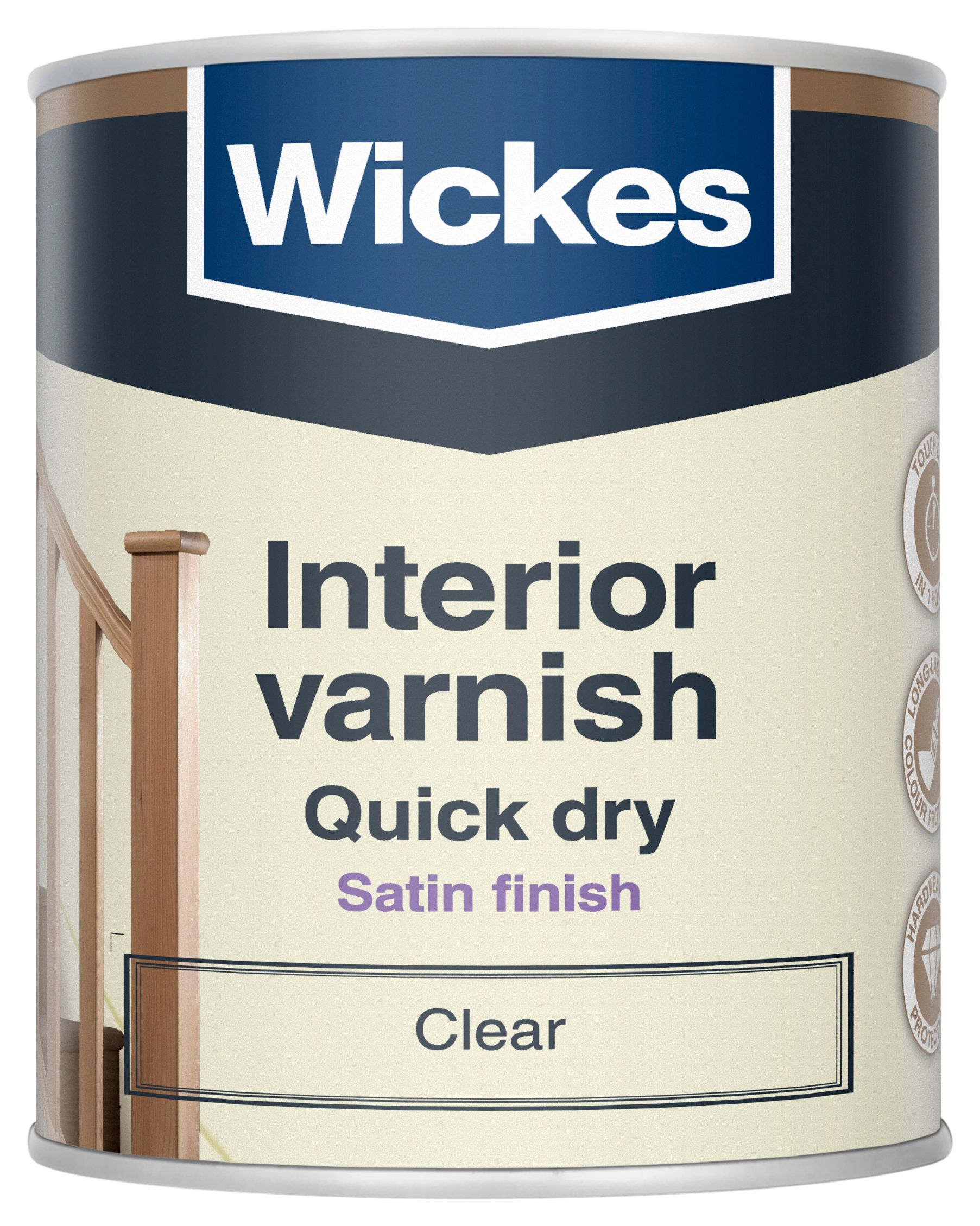 Wickes Quick Dry Interior Satin Varnish - Clear - 750ml