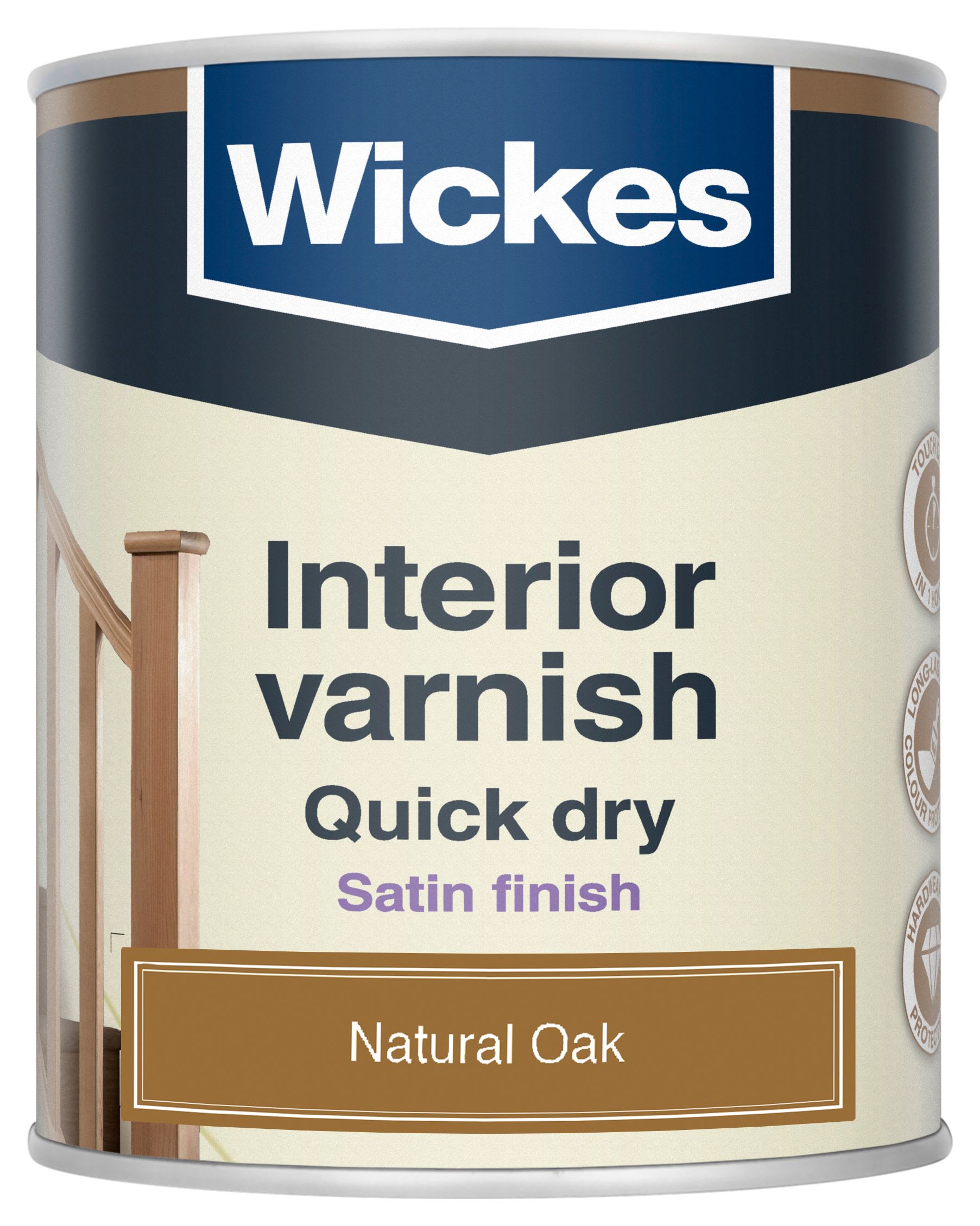 Wickes Quick Dry Interior Varnish Natural Oak Satin 750ml Wickes