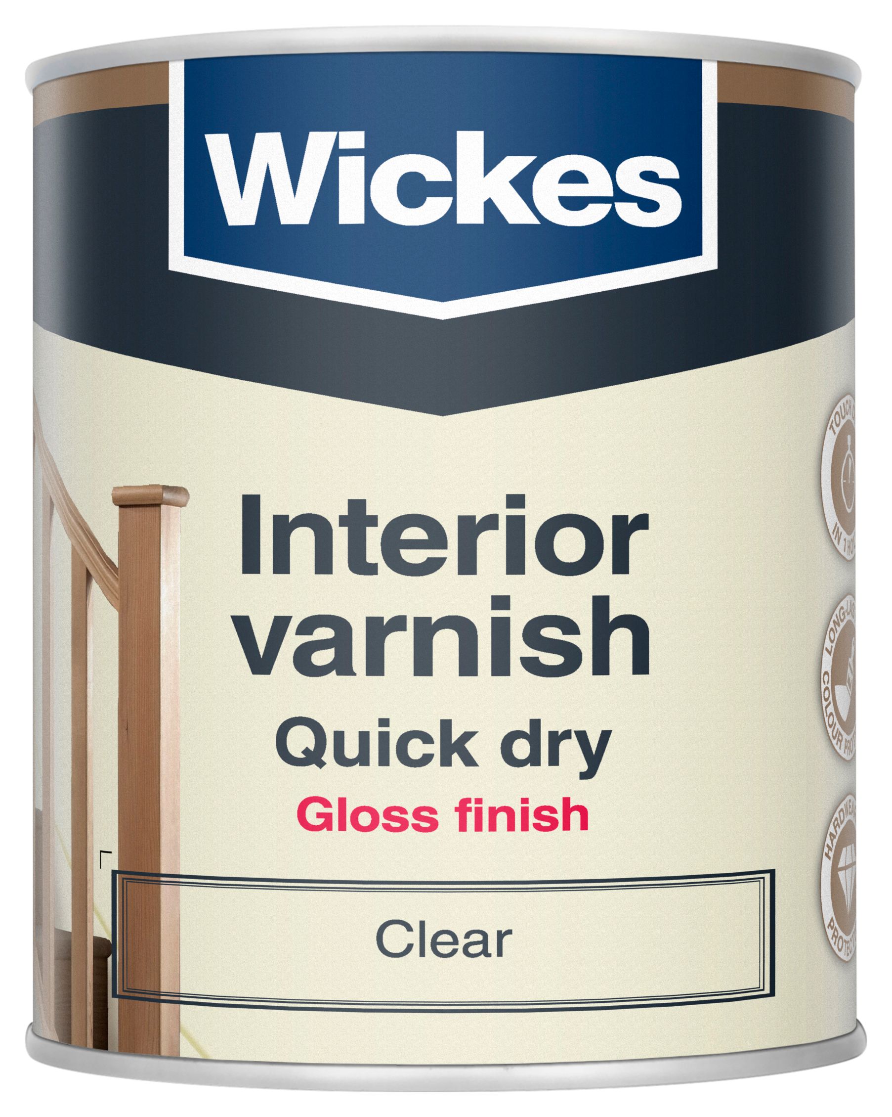 Image of Wickes Quick Dry Interior Varnish - Clear Gloss - 750ml