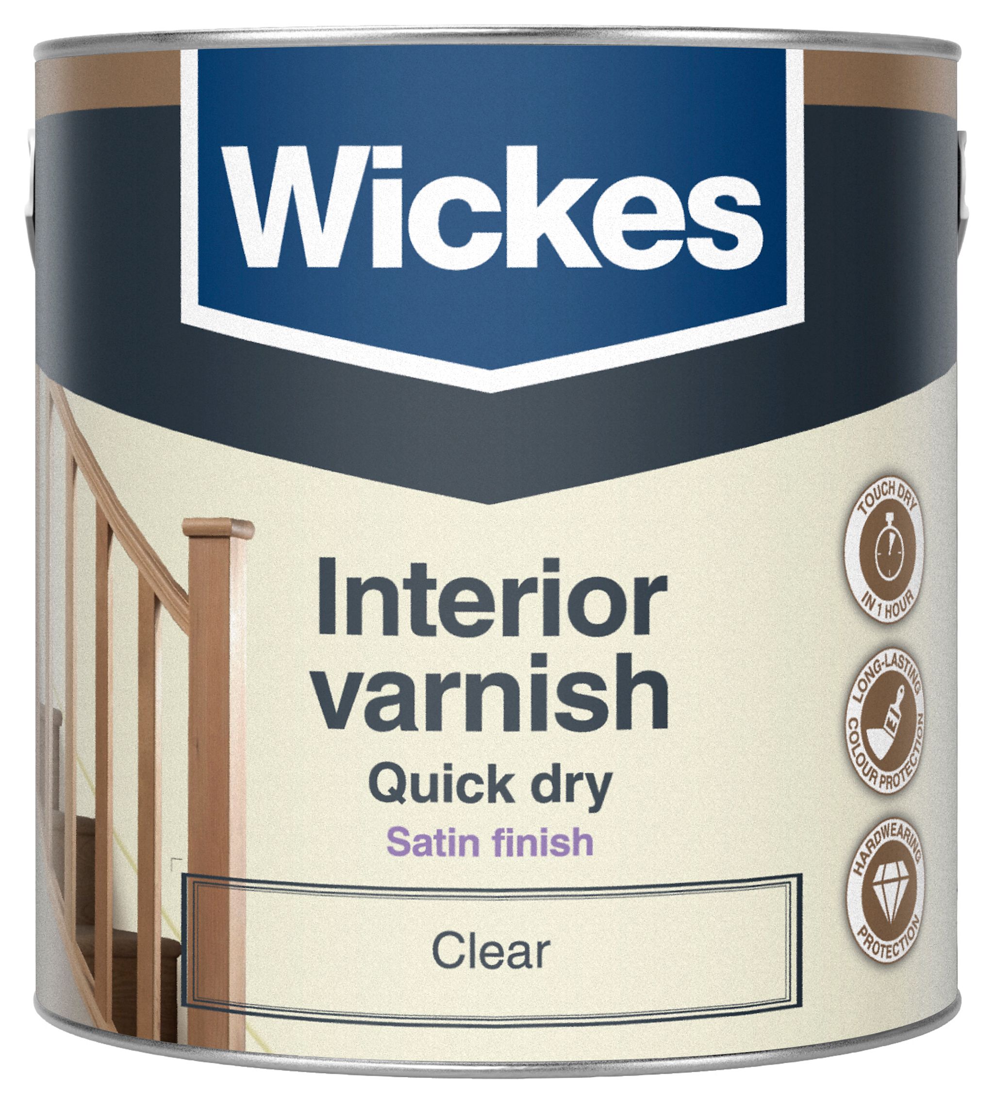 Wickes Quick Dry Interior Satin Varnish - Clear - 2.5L