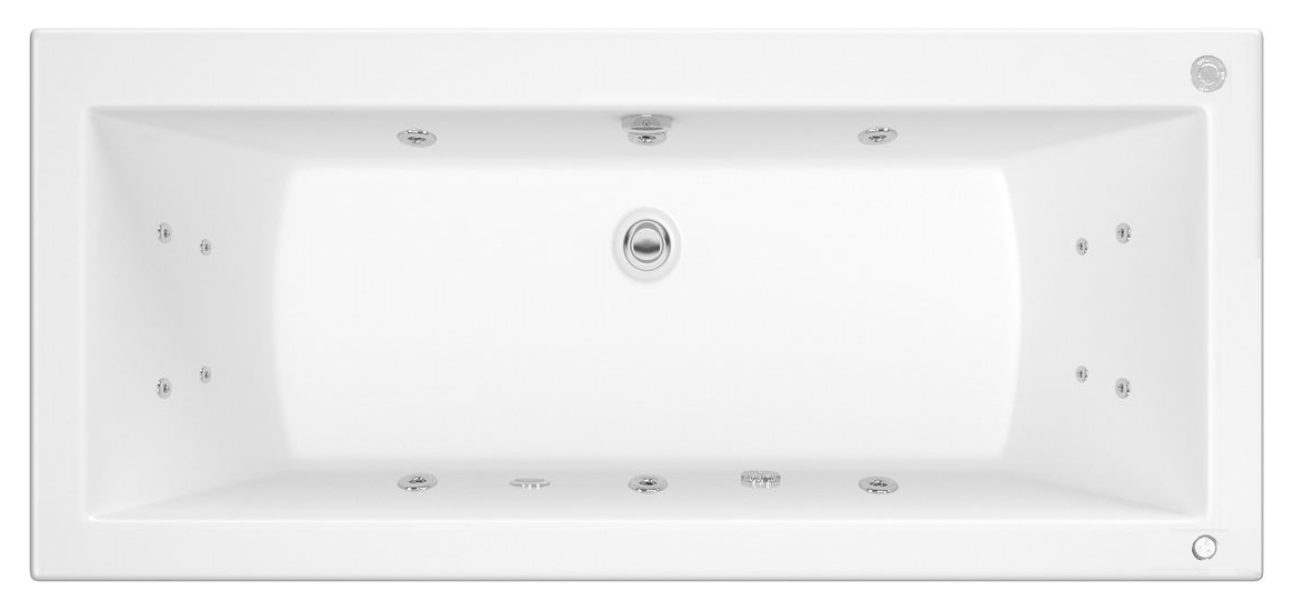 Wickes Camisa Right Hand 14 Jet Double Ended Reinforced LED Light Whirlpool Bath - 1700 x 750mm