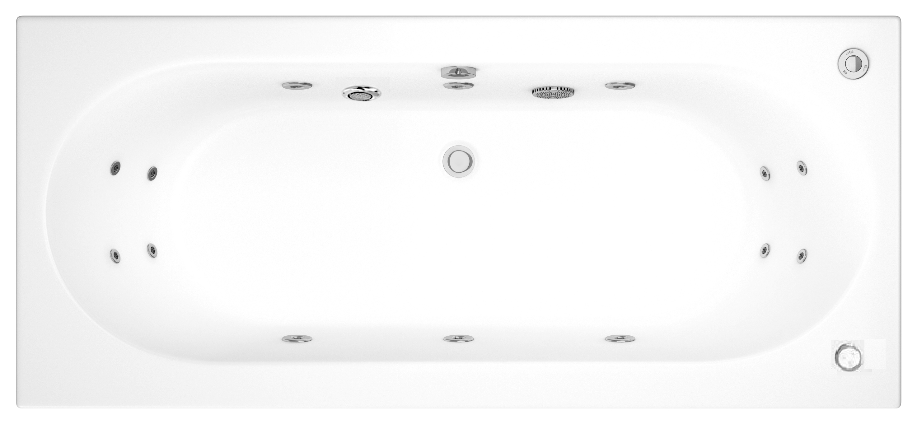 Wickes Forenza Right Hand 14 Jet Double Ended Reinforced LED Light Whirlpool Bath - 1700 x 750mm