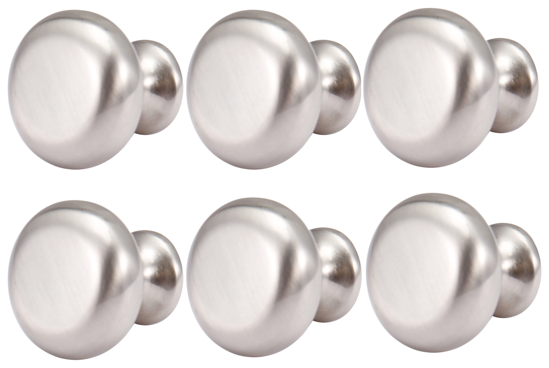 Wickes Circle Satin Nickel Cabinet Knob - 30mm - Pack of 6