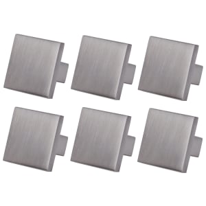 Square Cabinet Knob Nickel 30mm - Pack of 6