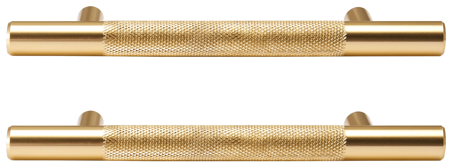 96mm Brushed Brass Kensington Knurled T-Bar Kitchen Cabinet Drawer Handle