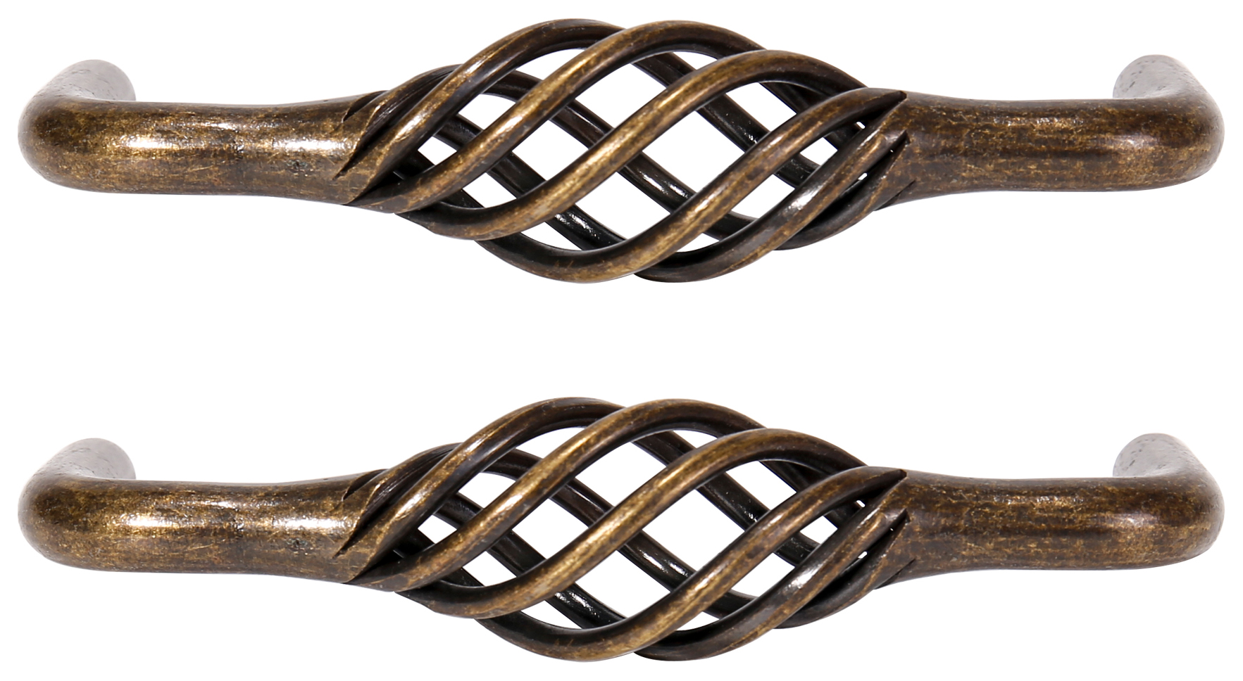 Image of Birdcage Cabinet Handle Antique Brass 105mm - Pack of 2