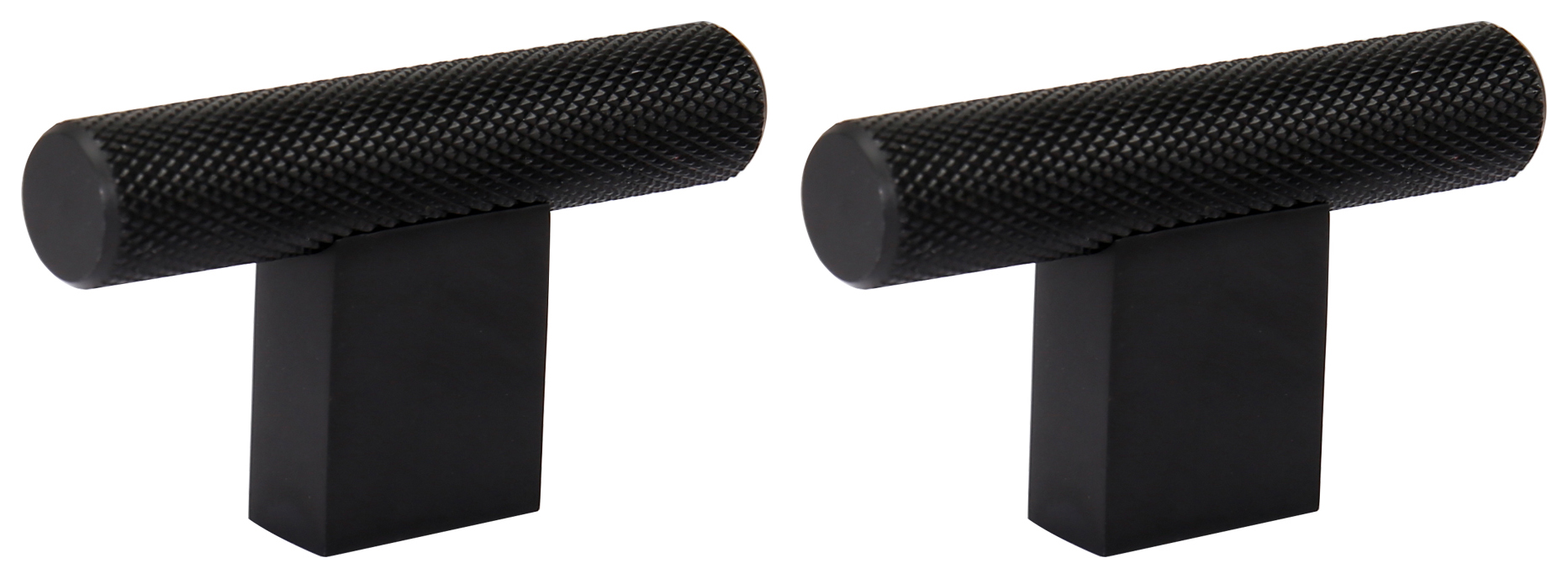 Wickes T-Bar Black Knurled Cabinet Knob - 60mm - Pack of 2