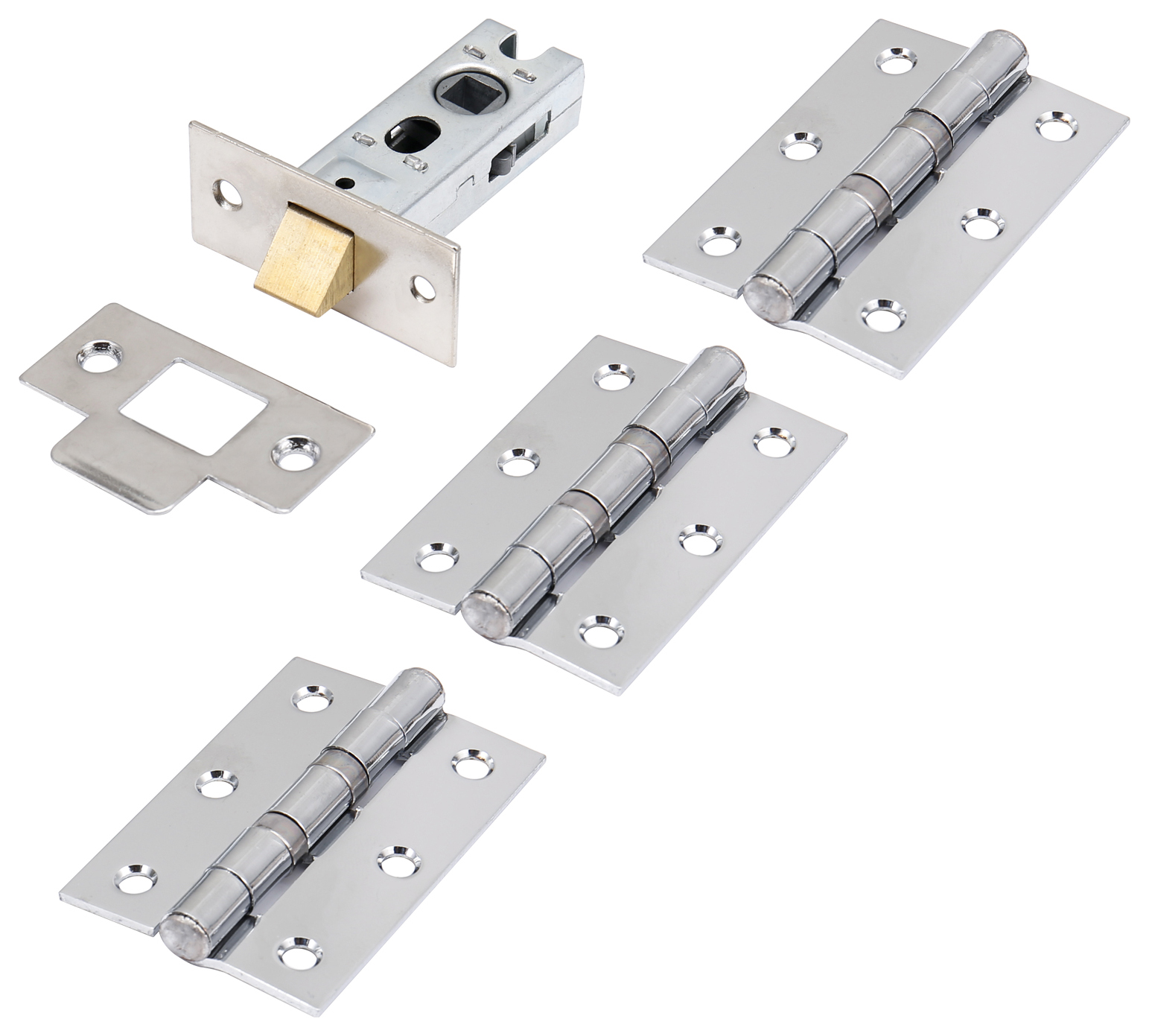 Wickes Heavy Duty Hinge & Latch Pack - Polished Chrome