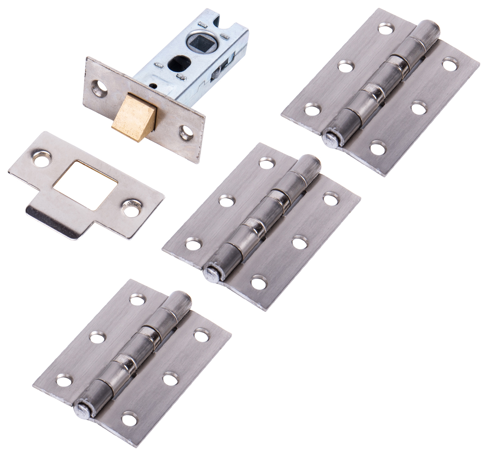 Wickes Heavy Duty Hinge & Latch Pack - Satin Nickel