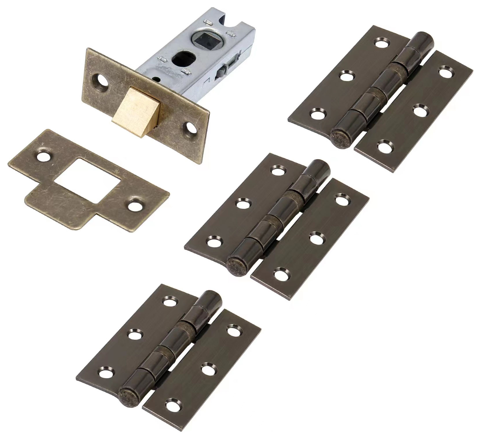 Wickes Heavy Duty Hinge & Latch Pack - Antique Brass