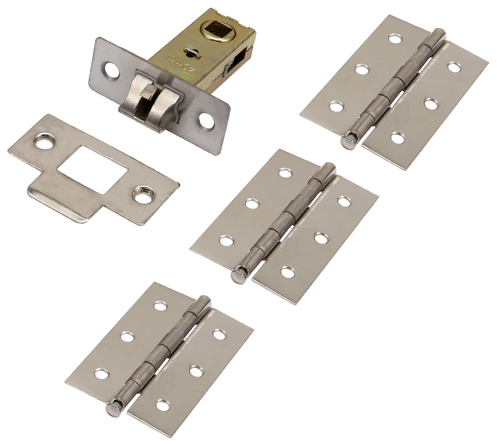 Wickes Light Duty Hinge & Latch Pack - Satin Nickel