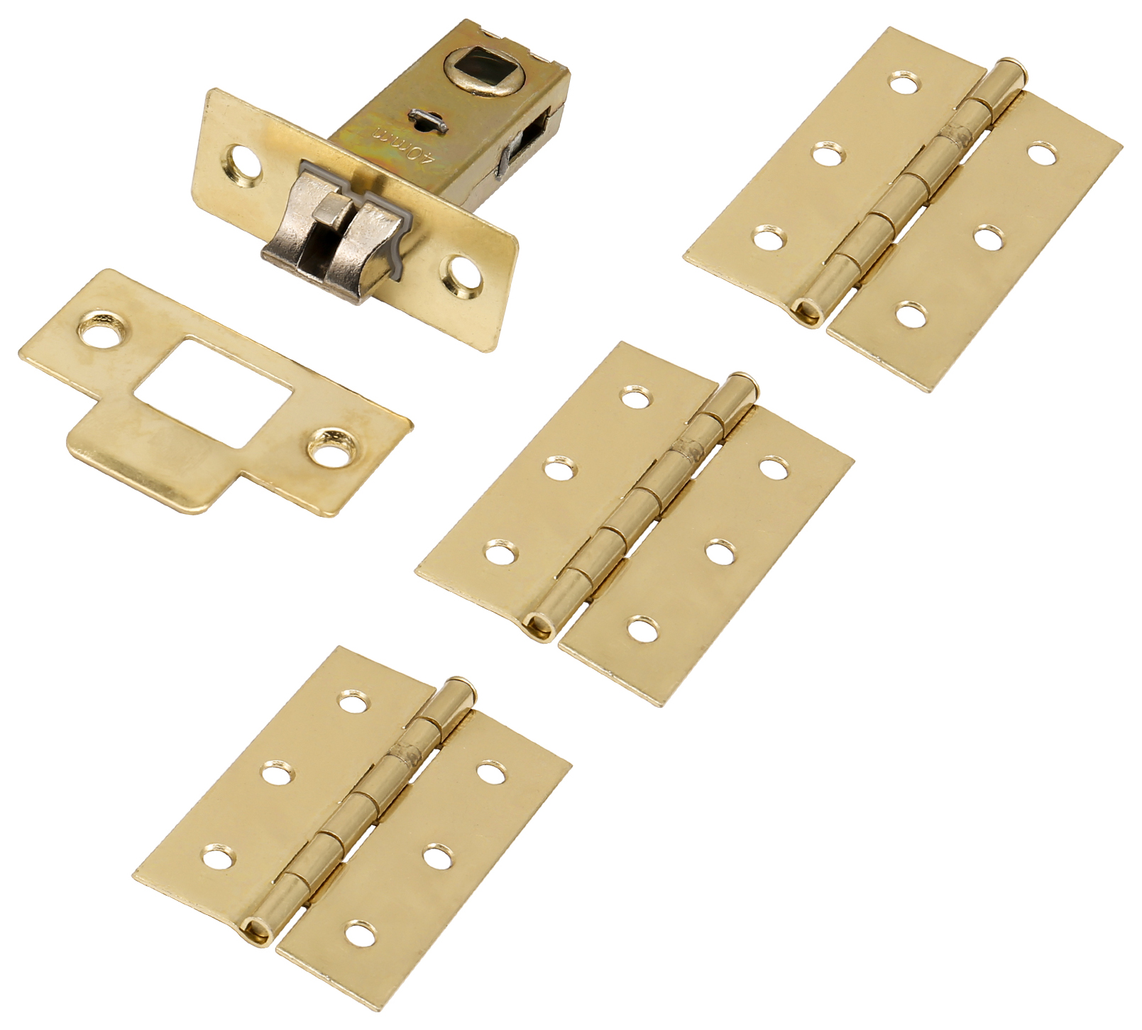 Wickes Light Duty Hinge & Latch Pack - Polished Brass