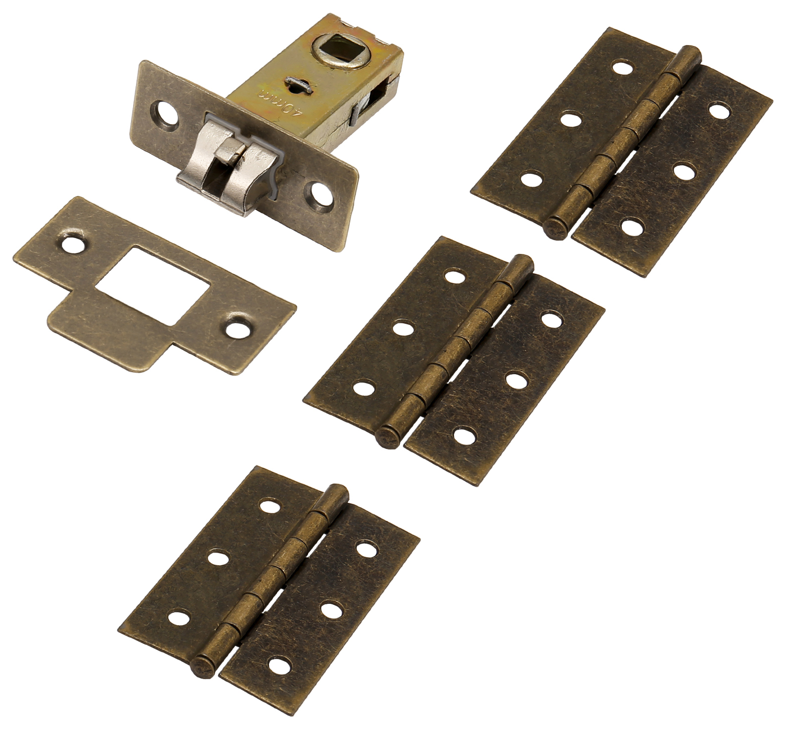 Light Duty Hinge & Latch Pack - Antique Brass