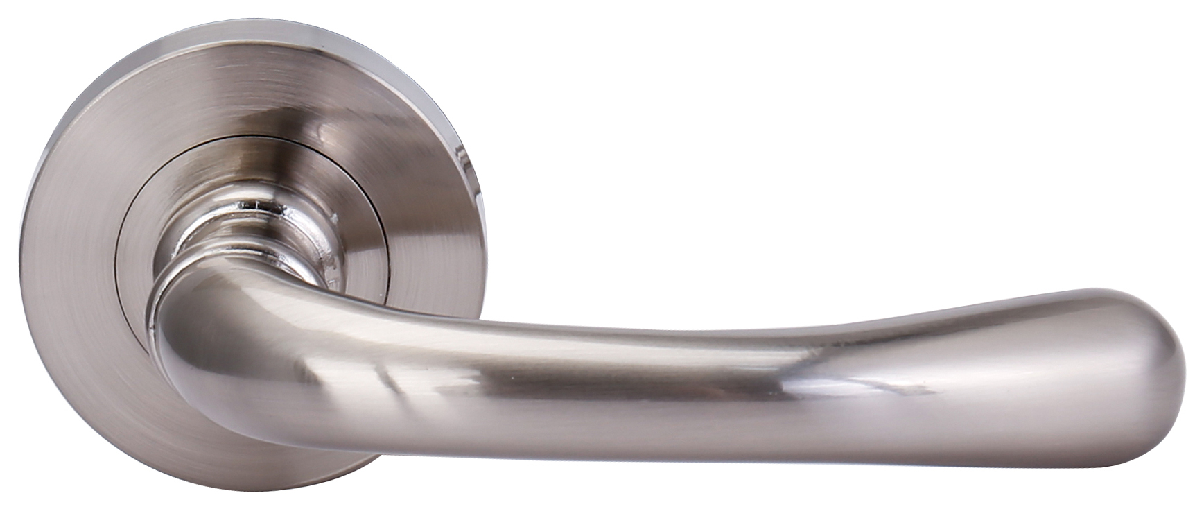 Image of Vienna Satin Nickel Round Rose Door Handle - 1 Pair