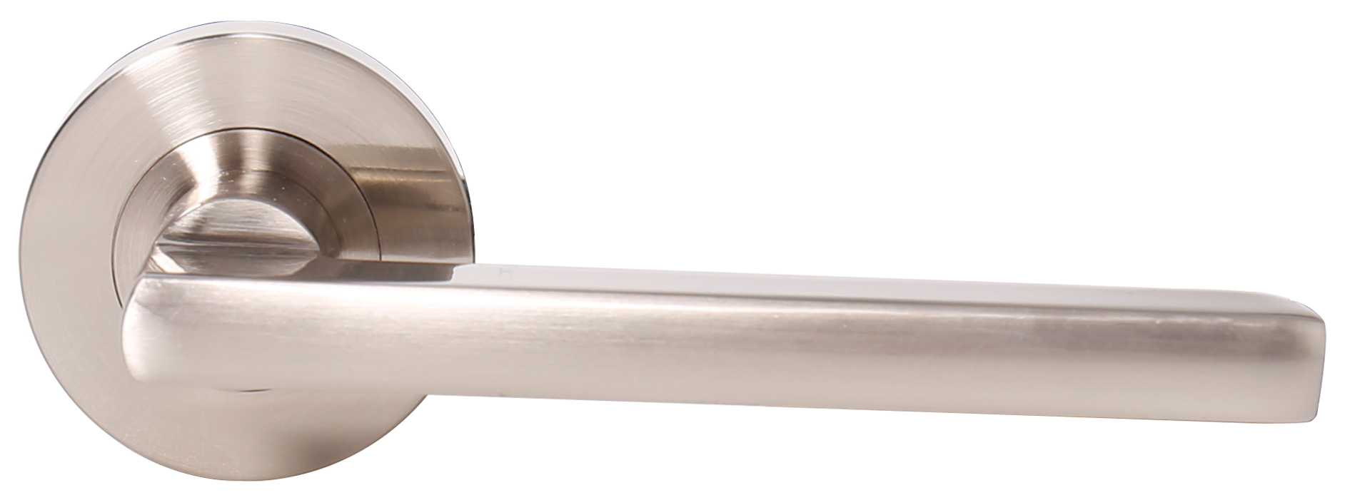 Image of Milan Satin Nickel Round Rose Door Handle - 1 Pair