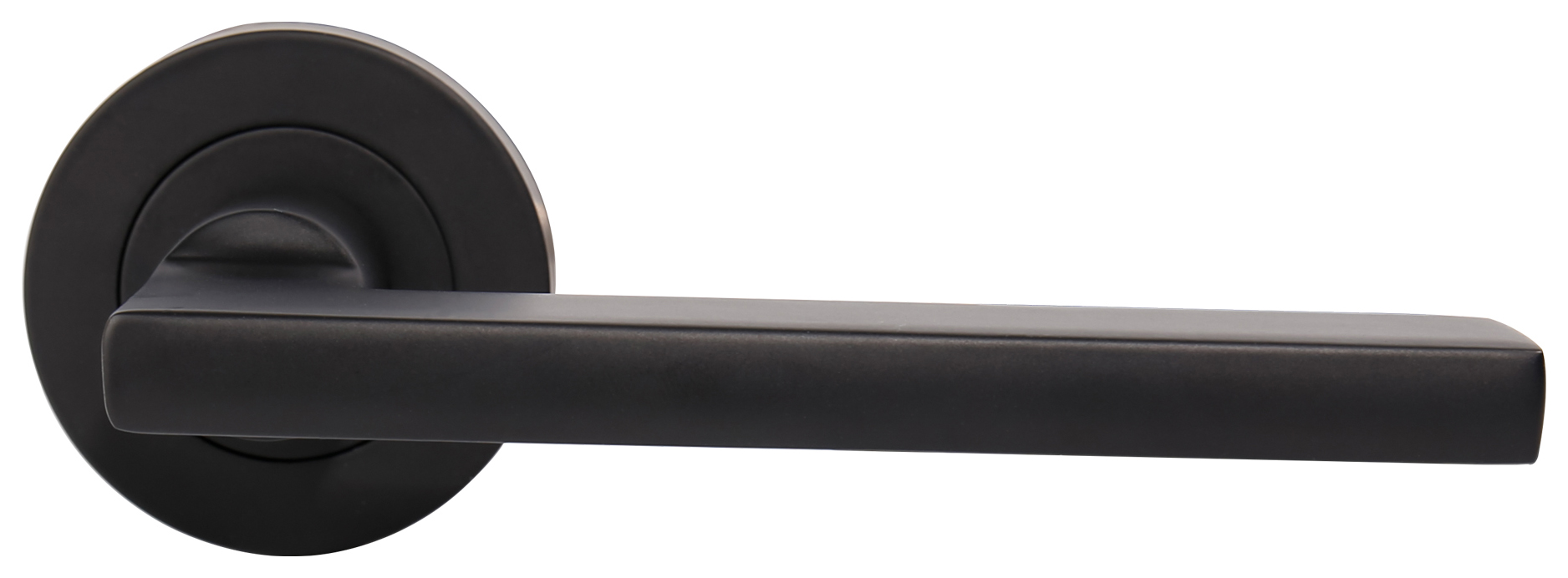 Milan Matt Black Round Rose Door Handle - 1 Pair