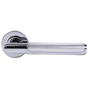 Image of London Polished Chrome Round Rose Door Handle - 1 Pair