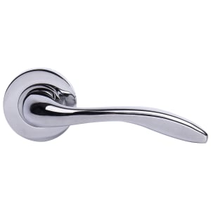 Venice Polished Chrome Round Rose Door Handle - 1 Pair