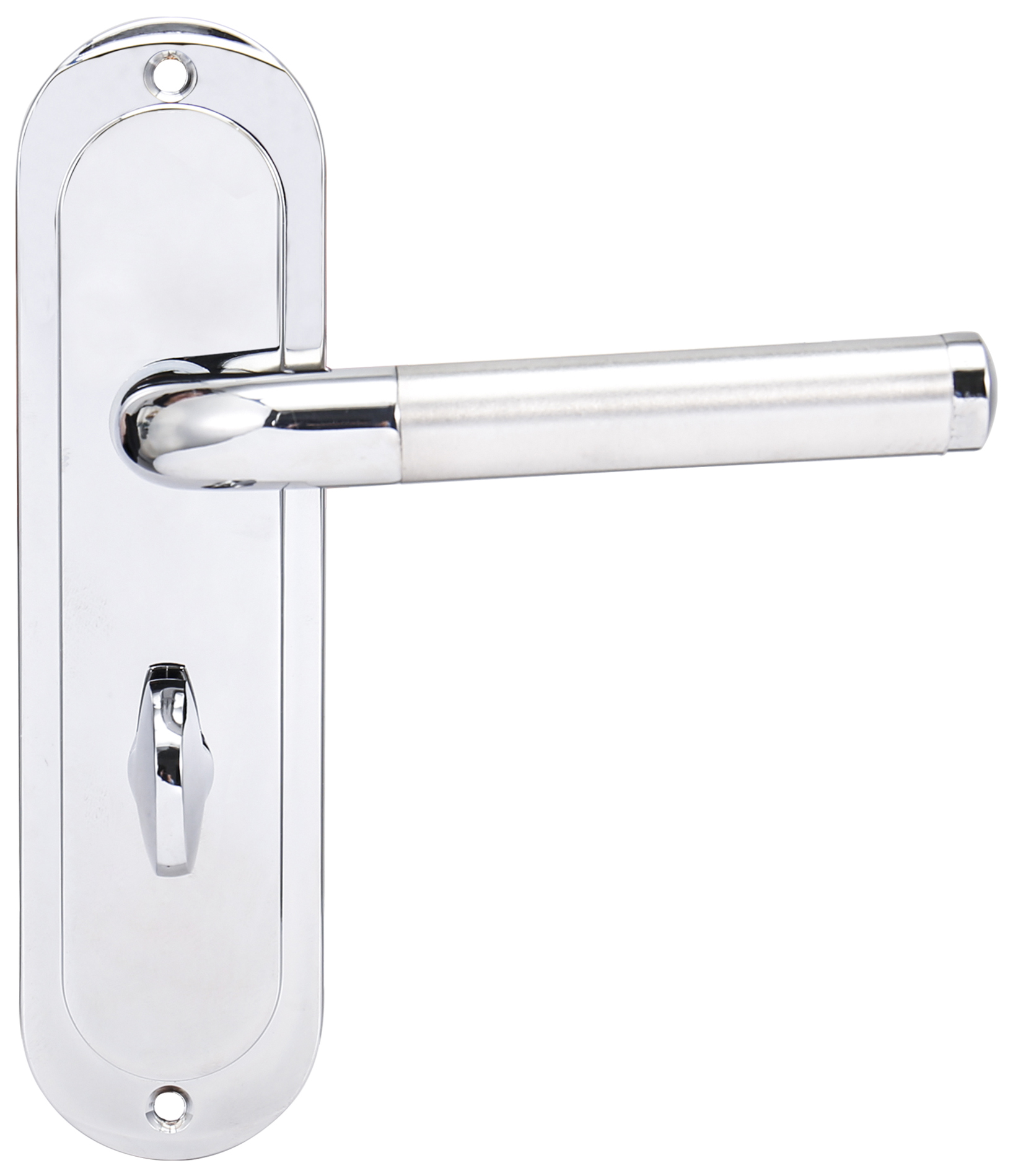 Image of Madrid Polished Chrome & Satin Nickel Bathroom Door Handle - 1 Pair