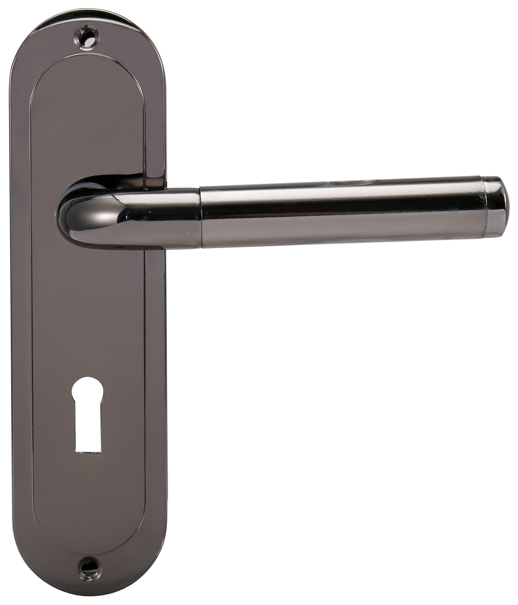 Image of Madrid Black Nickel Lock Door Handle - 1 Pair