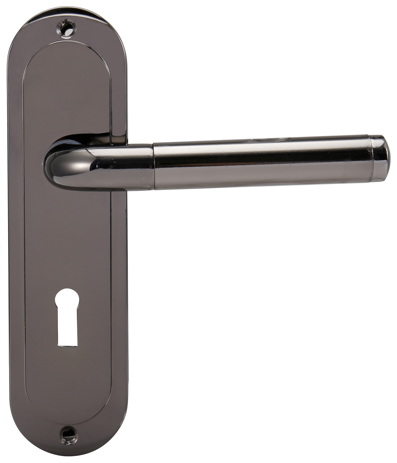 Madrid Black Nickel Lock Door Handle - 1 Pair